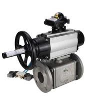 Кран шаровой DN.ru BV3232P(4pc)-FP-3WL-F Ду100 Ру16 полнопроходной трехходовой, фланцевый, корпус - нержавеющая сталь SS316, с пневмоприводом DN.ru PA-DA-105-1 двойного действия, пневмораспределителем 4V320-10 220В и БКВ APL-210N