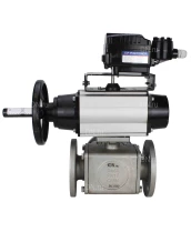 Кран шаровой DN.ru BV3232P(4pc)-FP-3WL-F Ду100 Ру16 полнопроходной трехходовой, фланцевый, корпус - нержавеющая сталь SS316, с пневмоприводом DN.ru PA-DA-105-1 двойного действия и пневмопозиционером YT-1000RSN без обратной связи