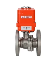 Кран шаровой DN.ru BV3232P(2pc)-FP-F-ISO-H Ду15 Ру40 полнопроходной двухходовой, нержавеющая сталь 316, фланцевое, уплотнение - PTFE, с электроприводом QT-N-003EM-O1-220VAC-У1 MINI