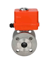 Кран шаровой DN.ru BV3232P(2pc)-FP-F-ISO-H Ду15 Ру40 полнопроходной двухходовой, нержавеющая сталь 316, фланцевое, уплотнение - PTFE, с электроприводом QT-N-003EM-O1-220VAC-У1 MINI