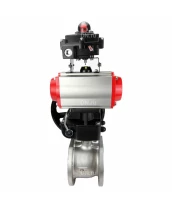 Кран шаровой DN.ru BV3232P(2pc)-FP-F-ISO-H Ду15 Ру40, полнопроходной фланцевый, нержавеющая сталь SS316, PTFE, с пневмоприводом PA-DA-065 двойного действия, с пневмораспределителем 4M310-08 24В, с БКВ APL-410N EX, с ручным дублером MON1-250-T26-ISO