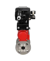 Кран шаровой DN.ru BV3232P(2pc)-FP-F-ISO-H Ду200 Ру16 полнопроходной двухходовой, нерж. сталь SS316, фланцевый, уплотнение - PTFE, с пневмоприводом PA-DA-160 двойного действия и с электропневматическим поворотным позиционером YT-1000RSN с обратной связью