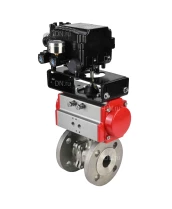 Кран шаровой DN.ru BV3232P(2pc)-FP-F-ISO-H Ду200 Ру16 полнопроходной двухходовой, нерж. сталь SS316, фланцевый, уплотнение - PTFE, с пневмоприводом PA-DA-160 двойного действия и с электропневматическим поворотным позиционером YT-1000RSN с обратной связью
