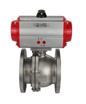 Кран шаровой DN.ru BV3232P(2pc)-FP-F-ISO-H Ду15 Ру40 полнопроходной двухходовой, нержавеющая сталь 316, фланцевый, уплотнение - PTFE, с пневмоприводом PA-DA-052 двойного действия