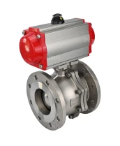 Кран шаровой DN.ru BV3232P(2pc)-FP-F-ISO-H Ду65 Ру16 полнопроходной двухходовой, нержавеющая сталь 316, фланцевый, уплотнение - PTFE, с пневмоприводом PA-SA-105 с возвратными пружинами