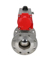 Кран шаровой DN.ru BV3232P(2pc)-FP-F-ISO-H Ду65 Ру16 полнопроходной двухходовой, нержавеющая сталь 316, фланцевый, уплотнение - PTFE, с пневмоприводом PA-SA-105 с возвратными пружинами