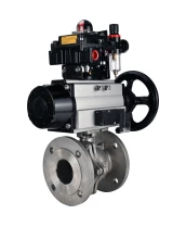 Кран шаровой DN.ru BV3232P(2pc)-FP-F-ISO-H Ду100 Ру16, полнопроходной фланцевый, нержавеющая сталь SS316, уплотнение - PTFE, с пневмоприводом PA-DA-105-1 двойного действия, с пневмораспределителем 4М310-08 24В NAMUR, с БКВ APL-410N EX, с БПВ AFC2000