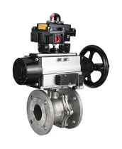 Кран шаровой DN.ru BV3232P(2pc)-FP-F-ISO-H Ду100 Ру16, полнопроходной фланцевый, нержавеющая сталь SS316, уплотнение - PTFE, с пневмоприводом PA-DA-105-1 двойного действия, с пневмораспределителем 4М310-08 220В NAMUR, с БКВ APL-410N EX