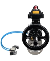 Кран шаровой DN.ru BV3232P(2pc)-FP-F-ISO-H Ду100 Ру16, полнопроходной фланцевый, нержавеющая сталь SS316, уплотнение - PTFE, с пневмоприводом PA-DA-105-1 двойного действия, с пневмораспределителем 4V320-10 220В, с БКВ APL-410N EX