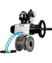 Кран шаровой DN.ru BV3232P(2pc)-FP-F-ISO-H Ду100 Ру16, полнопроходной фланцевый, нержавеющая сталь SS316, уплотнение - PTFE, с пневмоприводом PA-DA-105-1 двойного действия, с пневмораспределителем 4V320-10 220В, с БКВ APL-510N EX, с БПВ AFC2000