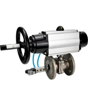 Кран шаровой DN.ru BV3232P(2pc)-FP-F-ISO-H Ду100 Ру16, полнопроходной фланцевый, нержавеющая сталь SS316, уплотнение - PTFE, с пневмоприводом PA-DA-105-1 двойного действия, с пневмораспределителем 4V320-10 220В