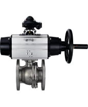 Кран шаровой DN.ru BV3232P(2pc)-FP-F-ISO-H Ду100 Ру16 полнопроходной фланцевый, корпус - нержавеющая сталь AISI316, уплотнение - PTFE, с пневмоприводом DN.ru PA-DA-105-1 и БКВ APL-210N