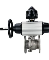 Кран шаровой DN.ru BV3232P(2pc)-FP-F-ISO-H Ду100 Ру16 полнопроходной фланцевый, корпус - нержавеющая сталь 316, уплотнение - PTFE, с пневмоприводом DN.ru PA-DA-105-1 и БКВ APL-510N EX