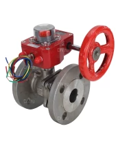 Кран шаровой DN.ru BV3232P(2pc)-FP-F-ISO-H Ду15 Ру40 полнопроходной двухходовой, нержавеющая сталь, фланцевый, уплотнение - PTFE, с ISO-фланцем и редуктором DN.ru HGBF RQN1-180Z с индикатором положения и датчиком обратной связи