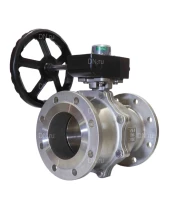 Кран шаровой DN.ru BV3232P(2pc)-FP-F-ISO-H Ду25 Ру40 полнопроходной двухходовой, нержавеющая сталь, фланцевый, уплотнение - PTFE, с ISO-фланцем и редуктором DN.ru HGB RQN1-180Z с индикатором положения