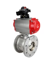 Кран шаровой DN.ru BV3232P-FP-Fb-ISO-H Ду32 Ру16, корпус - сталь 316, уплотнение - PTFE, полнопроходной, межфланцевый с пневмоприводом DN.ru PA-DA-052 двойного действия, пневмораспределителем 4M310-08 220В и блоком концевых выключателей APL-210N