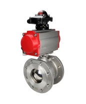 Кран шаровой DN.ru BV3232P-FP-Fb-ISO-H Ду32 Ру16, корпус - сталь 316, уплотнение - PTFE, полнопроходной, межфланцевый с пневмоприводом DN.ru PA-DA-052 двойного действия, пневмораспределителем 4M310-08 220В и блоком концевых выключателей APL-210N