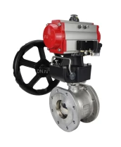 Кран шаровой DN.ru BV3232P-FP-Fb-ISO-H Ду40 Ру16, корпус - сталь 316, уплотнение - PTFE, полнопроходной, межфланцевый с пневмоприводом DN.ru PA-DA-083 двойного действия, ручным дублером MON2-450-T28-ISO и пневмораспределителем 4M310-08 220В