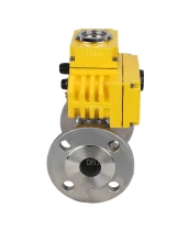 Кран шаровой DN.ru BV3131P(3pc)-FP-F-ISO-H Ду15 Ру40 трехсоставной из нержавеющей стали SS304, фланцевый, полнопроходной с электроприводом DN.ru QT-N-003EM-O1-220VAC-У1