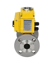 Кран шаровой DN.ru BV3131P(3pc)-FP-F-ISO-H Ду15 Ру40 трехсоставной из нержавеющей стали SS304, фланцевый, полнопроходной с электроприводом DN.ru QT-N-005EM-O1-24VDC-У1