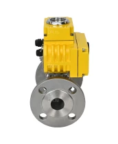 Кран шаровой DN.ru BV3131P(3pc)-FP-F-ISO-H Ду25 Ру40 трехсоставной из нержавеющей стали SS304, фланцевый, полнопроходной с электроприводом DN.ru QT-N-005EM-O1-24VDC-У1