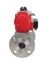 Кран шаровой DN.ru BV3131P(3pc)-FP-F-ISO-H Ду50 Ру40, трехсоставной полнопроходной фланцевый, нержавеющая сталь SS304, уплотнение - PTFE, с пневмоприводом PA-DA-083 двойного действия, с пневмораспределителем 4M310-08 220В