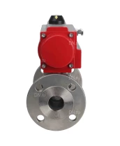 Кран шаровой DN.ru BV3131P(3pc)-FP-F-ISO-H Ду80 Ру25 полнопроходной трехсоставной, нержавеющая сталь SS304, фланцевый, уплотнение - PTFE, с пневмоприводом DN.ru PA-DA-105 двойного действия