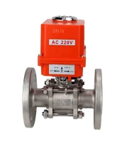 Кран шаровой DN.ru BV3232P(3pc)-FP-F-ISO-H Ду32 Ру40 трехсоставной из нержавеющей стали SS316, фланцевый, полнопроходной с электроприводом DN.ru QT-N-003EM-O1-220VAC-У1 MINI