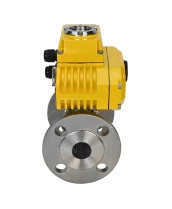 Кран шаровой DN.ru BV3232P(3pc)-FP-F-ISO-H Ду20 Ру40 трехсоставной из нержавеющей стали SS316, фланцевый, полнопроходной с электроприводом DN.ru QT-N-005EM-O1-380VAC-У1