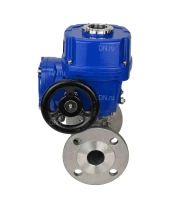 Кран шаровой DN.ru BV3232P(3pc)-FP-F-ISO-H Ду15 Ру40 трехсоставный из нержавеющей стали SS316, фланцевый, уплотнение - PTFE, полнопроходной, с 1/4-оборотным электроприводом DN.ru QT-N-005M-O2-380VAC-У1