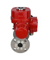 Кран шаровой DN.ru BV3232P(3pc)-FP-F-ISO-H Ду15 Ру40 трехсоставный из нержавеющей стали SS316, фланцевый, уплотнение - PTFE, полнопроходной, с 1/4-оборотным электроприводом DN.ru QT-EX-005M-O2-380VAC-У1