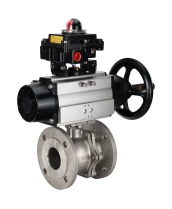 Кран шаровой DN.ru BV3232P(2pc)-FP-F-ISO-H Ду100 Ру16 полнопроходной фланцевый, корпус - нержавеющая сталь AISI316, уплотнение - PTFE, с пневмоприводом DN.ru PA-DA-105-1 и БКВ APL-410N EX