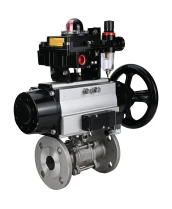 Кран шаровой DN.ru BV3232P(3pc)-FP-F-ISO-H Ду100 Ру16 полнопроходной трехсоставной, фланцевый, нержавеющая сталь 316, уплотнение - PTFE, 22х22, F10, WDVF, пневмопривод PA-DA-105-1, пневмораспределитель 4М310-08 220В NAMUR, БКВ APL-410N EX и БПВ AFC2000