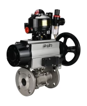 Кран шаровой DN.ru BV3232P(3pc)-FP-F-ISO-H Ду100 Ру16 полнопроходной трехсоставной, фланцевый, нержавеющая сталь 316, уплотнение - PTFE, 22х22, F10, WDVF, пневмопривод PA-DA-105-1, пневмораспределитель 4М310-08 220В NAMUR, БКВ APL-510N EX и БПВ AFC2000