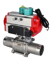 Кран шаровой DN.ru BV3131P(3pc)-FP-W-ISO-H LONG Ду10 Ру63 полнопроходной, корпус - нержавеющая сталь 304, уплотнение - PTFE, под приварку, с пневмоприводом PA-DA-052, пневмораспределителем 4M310-08 220В и магнитным переключателем ALS200D