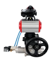 Кран шаровой DN.ru BV3232P(3pc)-FP-W-ISO-H LONG Ду15 Ру63, полнопроходной, трехсоставной, нержавеющая сталь 316, PTFE, под приварку, с пневмоприводом PA-DA-052, с пневмораспределителем 4V320-08 220В, БКВ APL-210N, ручным дублером MON1-250-T26-ISO