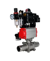 Кран шаровой DN.ru Ду100 Ру16 полнопроходной, корпус - нерж.сталь 304, уплотнение - PTFE, под приварку, с пневмоприводом PA-DA-105, пневмораспределителем 4M320-08 AC220V, БКВ APL-410N EX и БПВ AFC2000 (BV3131P(3pc)-FP-W-ISO-H LONG)