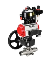 Кран шаровой DN.ru BV3131P(3pc)-FP-W-ISO-H LONG Ду50 Ру40 полнопроход., корпус - нерж.сталь 304, уплотнение - PTFE, под приварку, с пн.приводом PA-DA-083, пн.распределителем 4M310-08 220В, редуктором MON2-450-T28-ISO, БКВ APL-510N EX и БПВ AFC2000