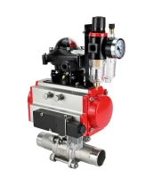 Кран шаровой DN.ru BV3232P(3pc)-FP-W-ISO-H LONG Ду10 Ру63 полнопроходной, корпус - нержавеющая сталь 316, уплотнение - PTFE, под приварку, с пневмоприводом DN.ru PA-SA-052, пневмораспределителем 4M310-08 24В, БКВ APL-210N и БПВ AFC2000