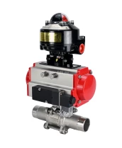 Кран шаровой DN.ru BV3232P(3pc)-FP-W-ISO-H LONG Ду10 Ру63 полнопроходной, корпус - нержавеющая сталь 316, уплотнение - PTFE, под приварку, с пневмоприводом DN.ru PA-SA-052, пневмораспределителем 4M310-08 24В и БКВ APL-510N EX