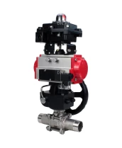 Кран шаровой DN.ru BV3131P(3pc)-FP-W-ISO-H LONG Ду50 Ру40 полнопроход., корпус - нерж.сталь 304, уплотнение - PTFE, под приварку, с пн.приводом PA-DA-083, пн.распределителем 4M310-08 220В, редуктором MON2-450-T28-ISO и БКВ APL-410N EX