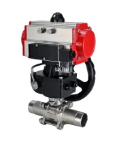 Кран шаровой DN.ru BV3131P(3pc)-FP-W-ISO-H LONG Ду50 Ру40 полнопроходной, корпус - нержавеющая сталь 304, уплотнение - PTFE, под приварку, с пневмоприводом PA-DA-083, пневмораспределителем 4M310-08 220В и редуктором MON2-450-T28-ISO