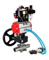 Кран шаровой DN.ru BV3131P(3pc)-FP-W-ISO-H LONG Ду65 Ру25 полнопроход., корпус - нерж.сталь 304, уплотнение - PTFE, под приварку, с пн.приводом PA-DA-083, пн.распределителем 4V320-10 220В, редуктором MON2-450-T28-ISO, БКВ APL-510N EX и БПВ AFC2000