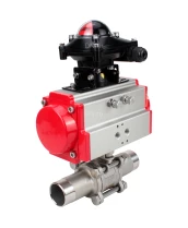 Кран шаровой DN.ru BV3131P(3pc)-FP-W-ISO-H LONG Ду10 Ру63 полнопроходной, корпус - нержавеющая сталь 304, уплотнение - PTFE, под приварку, с пневмоприводом DN.ru PA-DA-052 и БКВ APL-210N