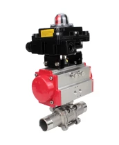 Кран шаровой DN.ru BV3131P(3pc)-FP-W-ISO-H LONG Ду10 Ру63 полнопроходной, корпус - нержавеющая сталь 304, уплотнение - PTFE, под приварку, с пневмоприводом DN.ru PA-DA-052 и БКВ APL-410N EX
