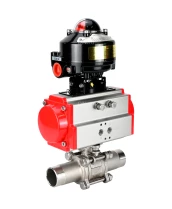 Кран шаровой DN.ru BV3131P(3pc)-FP-W-ISO-H LONG Ду10 Ру63 полнопроходной, корпус - нержавеющая сталь 304, уплотнение - PTFE, под приварку, с пневмоприводом DN.ru PA-DA-052 и БКВ APL-510N EX
