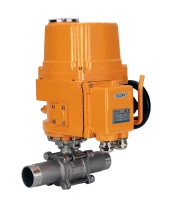 Кран шаровой DN.ru BV3131P(3pc)-FP-W-ISO-H LONG Ду32 Ру40 полнопроходной, корпус - нержавеющая сталь 304, уплотнение - PTFE, под приварку, с 1/4-оборотным электроприводом взрывозащищенным DN.ru QT-EX-010EM-O2-220VAC-У1 220В