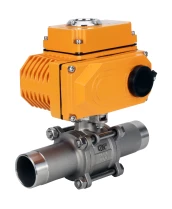 Кран шаровой DN.ru BV3232P(3pc)-FP-W-ISO-H LONG Ду80 Ру25 полнопроходной, корпус - нержавеющая сталь 316, уплотнение - PTFE, под приварку, с 1/4-оборотным электроприводом DN.ru QT-N-020EM-O1-220VAC-У1 220В