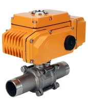 Кран шаровой DN.ru BV3131P(3pc)-FP-W-ISO-H LONG Ду25 Ру63 полнопроход., корпус - нерж.сталь 304, уплотнение - PTFE, под приварку, с 1/4-оборотным эл.приводом DN.ru QT-N-008EM-A1-220VAC-У1 c датчиком обратн. связи и входным управляющ. сигналом 4-20мА