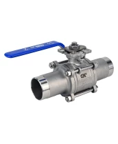 Кран шаровой DN.ru BV3131P(3pc)-FP-W-ISO-H LONG Ду100 Ру16 полнопроходной, трехсоставной, корпус - нержавеющая сталь 304, уплотнение - PTFE, под приварку, с рукояткой